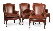 FOUR BROWN LEATHER WINGBACK CH
