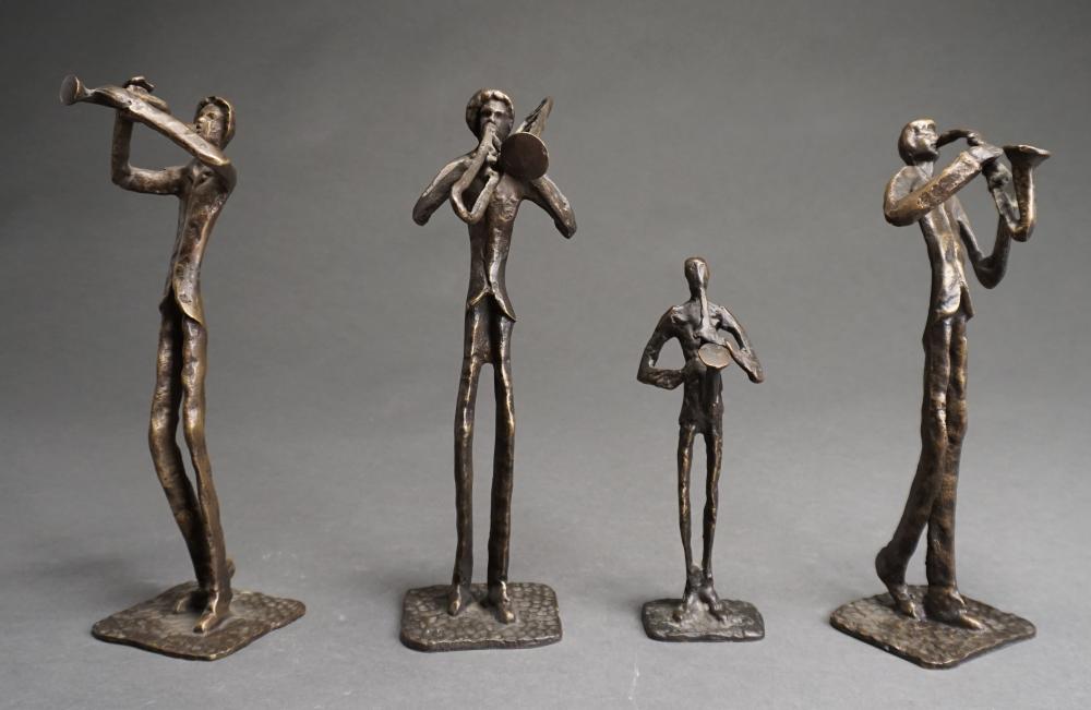 FOUR BRUTALIST STYLE PATINATED