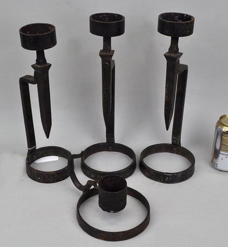 FOUR BRUTALIST STYLE WROUGHT IRON