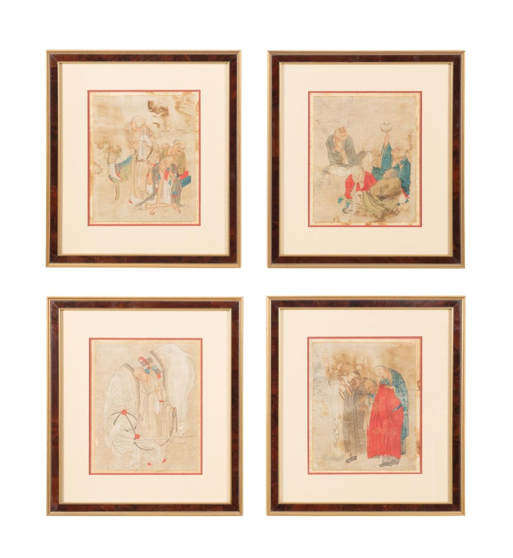 FOUR BUDDHIST INK DRAWINGSAsian