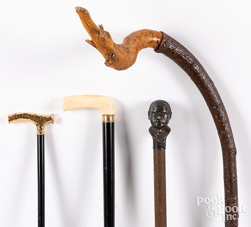 FOUR CANES, 19TH AND 20TH C.Four