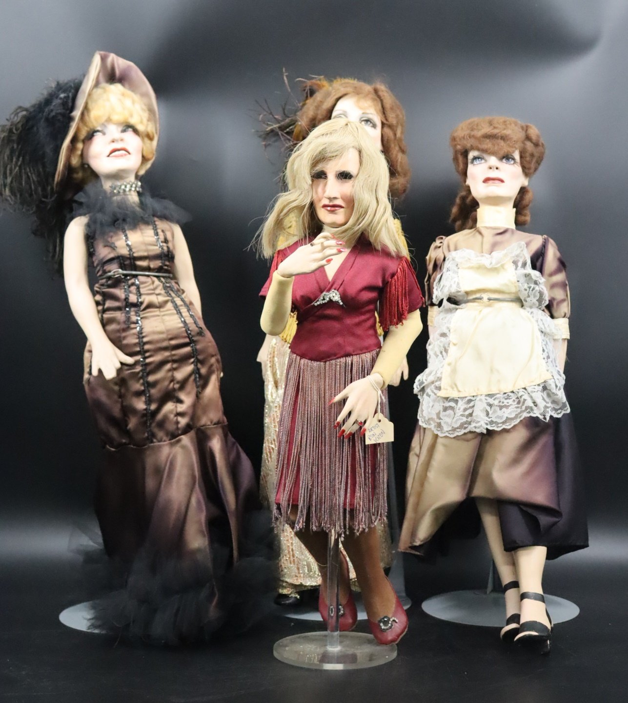 FOUR CARICATURE DOLLS BY ARTIST RON