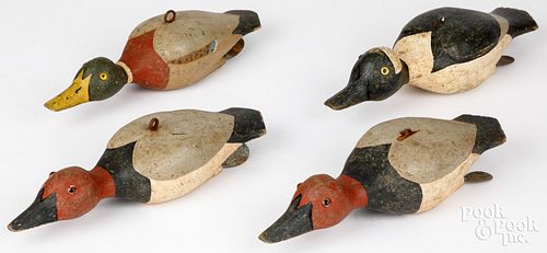FOUR CARVED &AMP; PAINTED