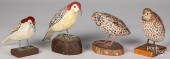 FOUR CARVED AND PAINTED BIRDSF