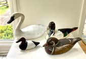 Four carved and painted decoys
