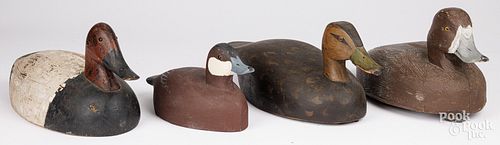 FOUR CARVED AND PAINTED DUCK