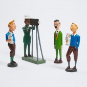 Four Carved and Polychromed Ha