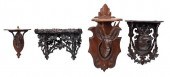 FOUR CARVED BLACK FOREST WALL