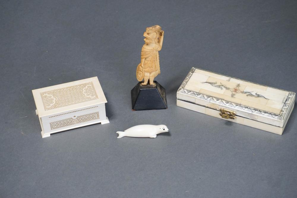 FOUR CARVED BONE TABLE ARTICLESFour