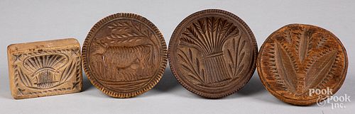 FOUR CARVED BUTTERPRINTS, 19TH