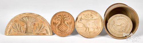 FOUR CARVED BUTTERPRINTS, 19TH