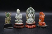 FOUR CARVED CHINESE HARDSTONE