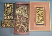 FOUR CARVED, GILT DECORATED AN