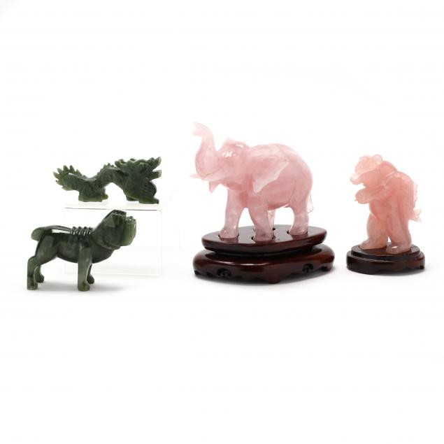 FOUR CARVED HARDSTONE ANIMALS