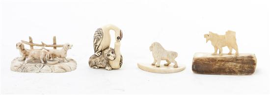Four Carved Ivory Figural Groups