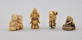 Four Carved Ivory Figurative N