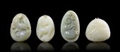 Four Carved Jade Pebbles 20th