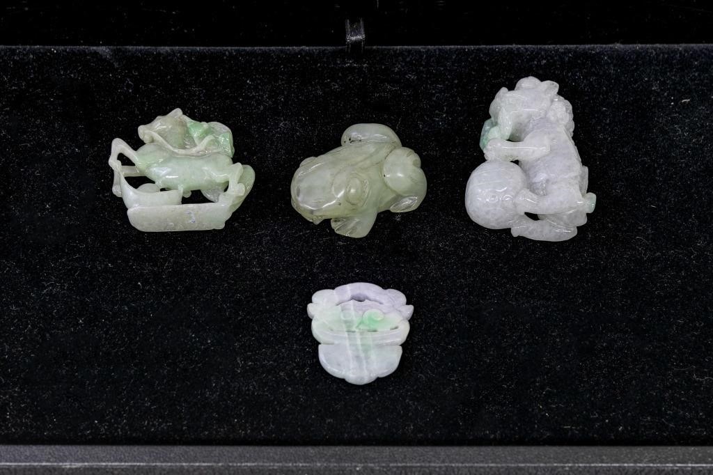 Four carved jade pieces to