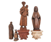 FOUR CARVED SANTOS<br>Four car