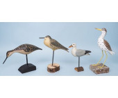 FOUR CARVED SHORE BIRDS<br>Fou