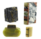 FOUR CARVED STONE ACCESSORIES,