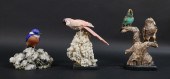 FOUR CARVED STONE BIRD SCULPTU