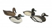 FOUR CARVED WOOD DUCK DECOYSFo