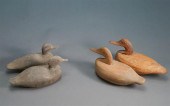 FOUR CARVED WOOD DUCK DECOYSFo