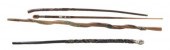 Four carved wood folk art cane