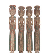 FOUR CARVED WOOD INDONESIAN TE