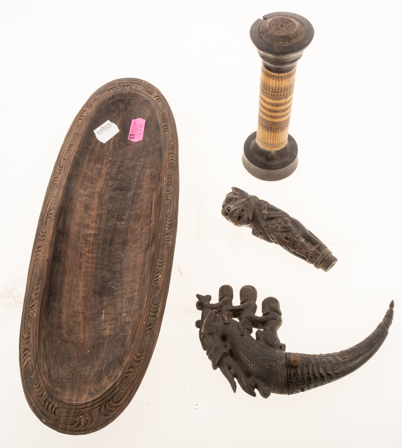 FOUR CARVED WOODEN PIECES