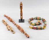 FOUR CARVED WOODEN WHIMSIES LA