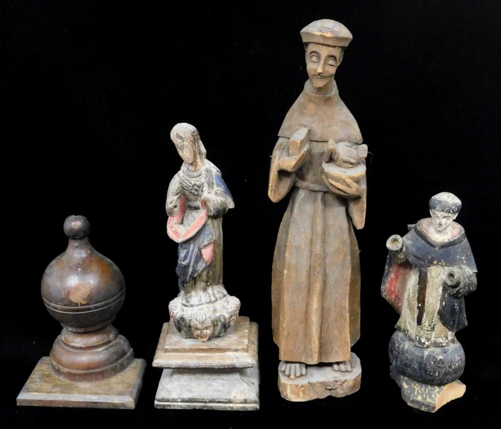 FOUR CARVINGS INCLUDING THREE