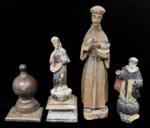 FOUR CARVINGS INCLUDING THREE