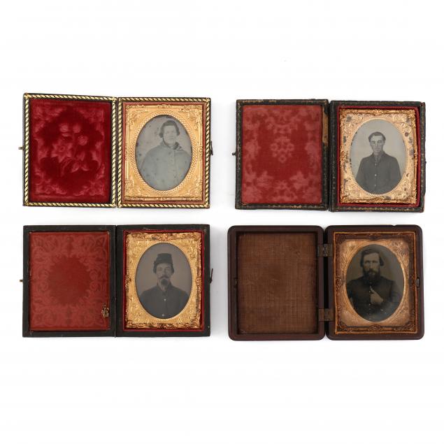 FOUR CASED NINTH PLATE PORTRAITS OF