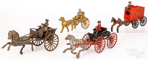 FOUR CAST IRON ANIMAL DRAWN