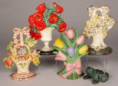 FOUR CAST IRON FLOWER DOORSTOP