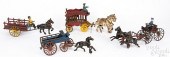 FOUR CAST IRON HORSE DRAWN WAG