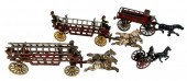 FOUR CAST IRON HORSE-DRAWN FIR