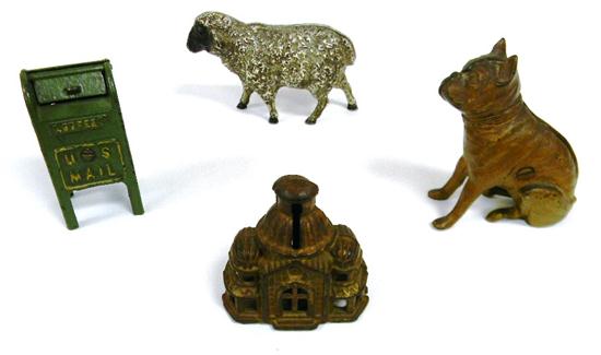 Four cast iron still banks