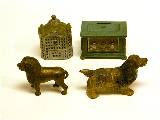 Four cast iron still banks: