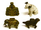 Four cast iron still banks: ''