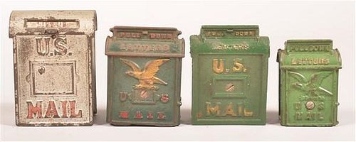 FOUR CAST IRON U.S. MAIL BOX