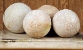FOUR CAST STONE GARDEN BALLSA