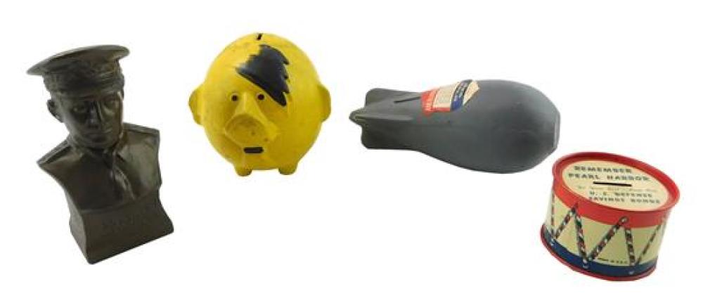 FOUR CAST WWII ERA BANKS,