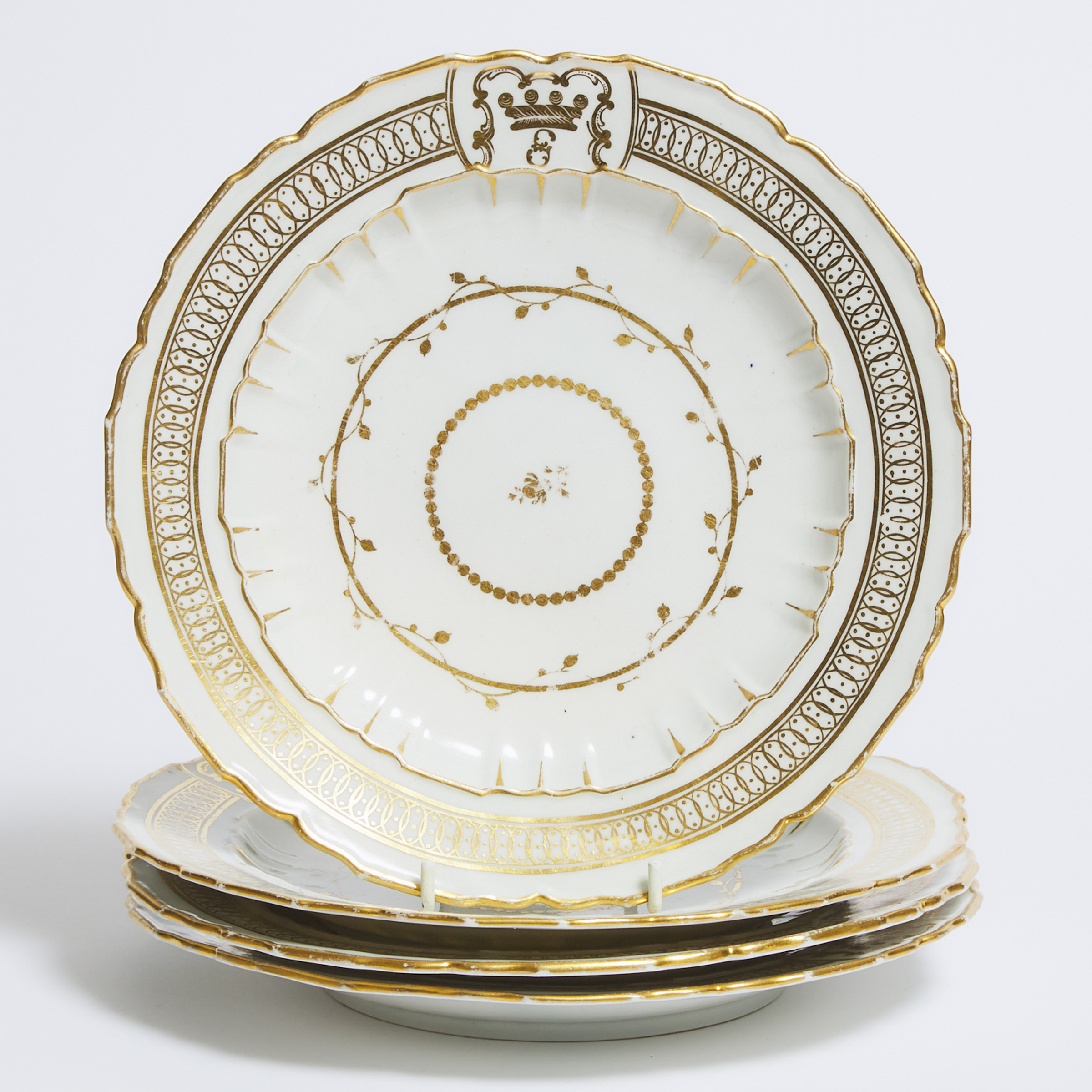 Four Caughley Salopian Plates,