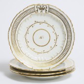 Four Caughley Salopian Plates,