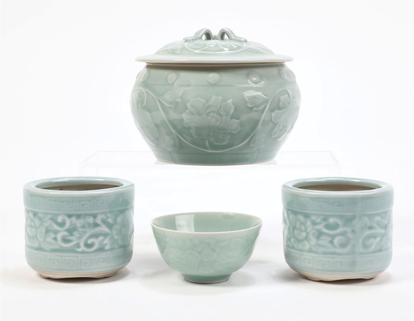 FOUR CELADON PORCELAIN