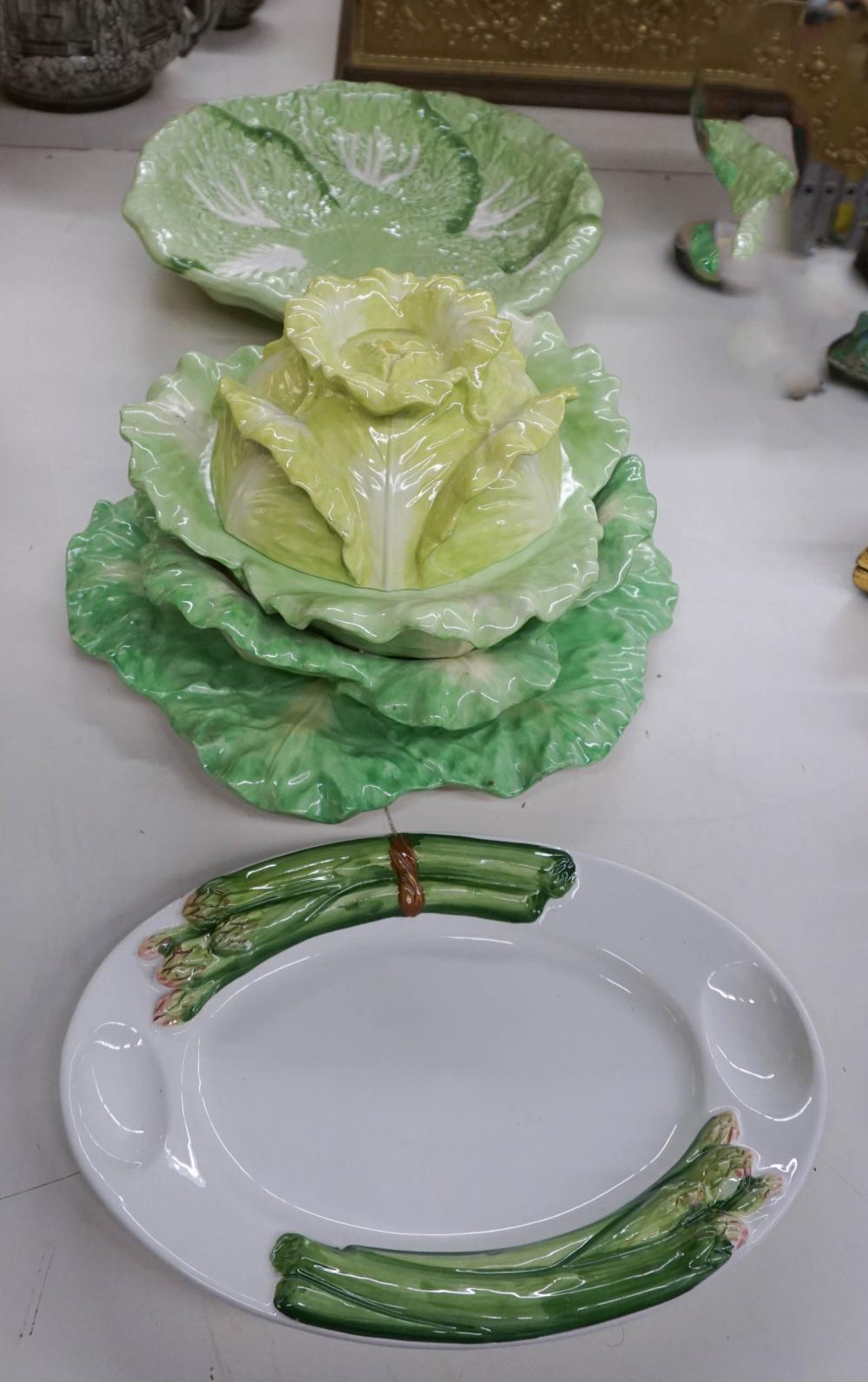 FOUR CERAMIC LETTUCE AND
