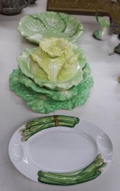 FOUR CERAMIC LETTUCE AND VEGET